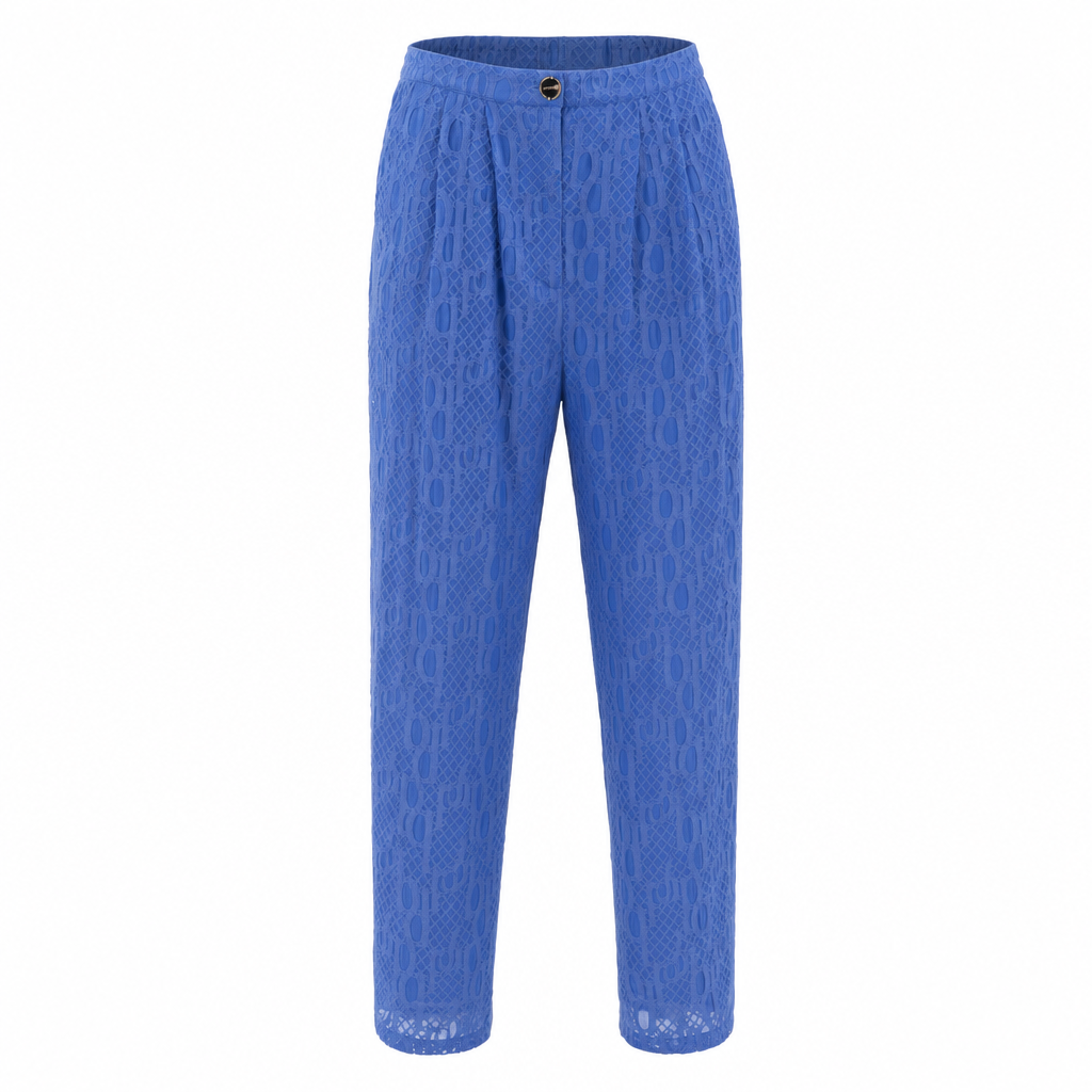 Pantaloni Pinko Albaștri cu Dantelă Macramé thumbnail 2