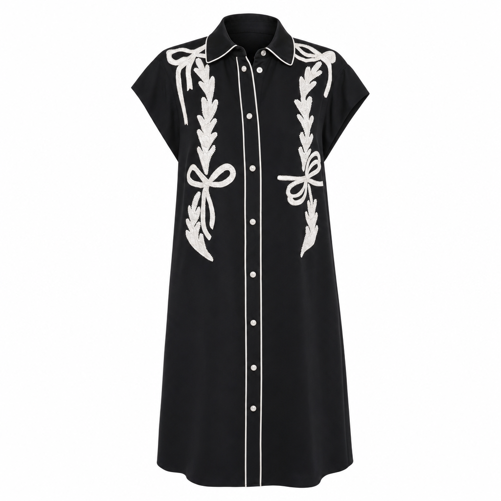 Rochie Pinko Neagră Satin Brodat thumbnail 2