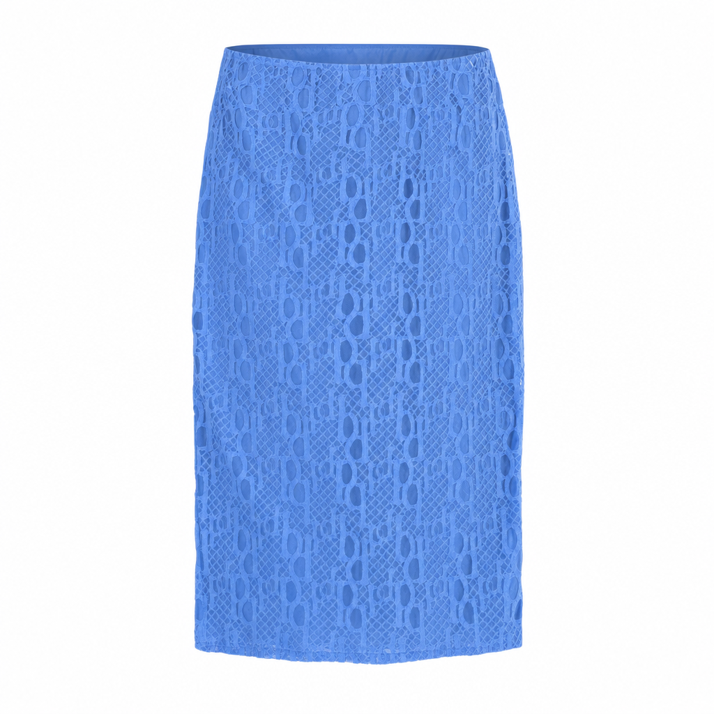 Fustă Pinko Irminio Albastru Deschis cu Dantelă Macramé thumbnail 2