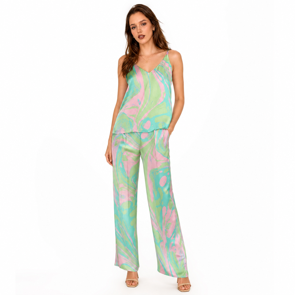 Top Pinko Talia Imprimeu Abstract Multicolor Verde