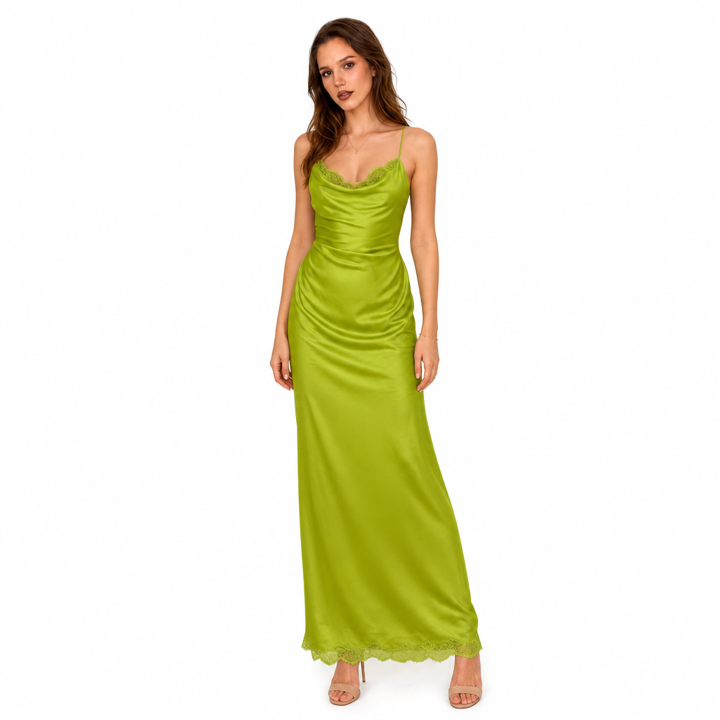 Rochie Pinko Elegantă din Satin cu Inserții de Dantelă