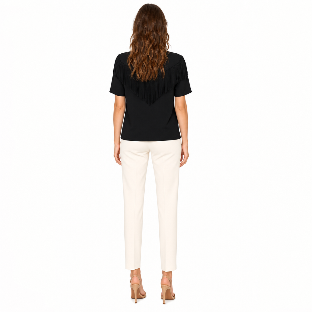 Tricou Pinko Negru cu Franjuri