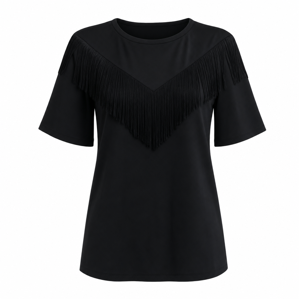 Tricou Pinko Negru cu Franjuri thumbnail 2