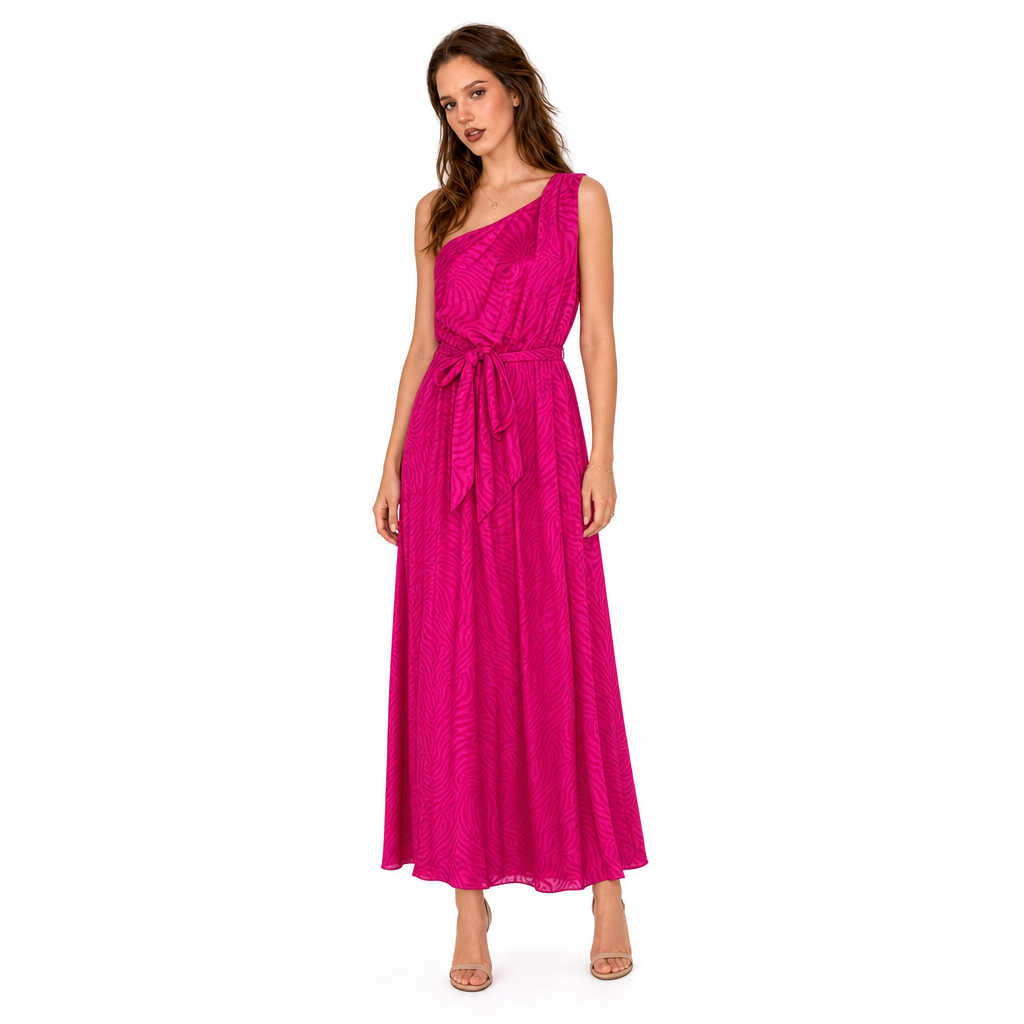 Rochie Pinko Maxi cu o Bretea și Imprimeu Zebră