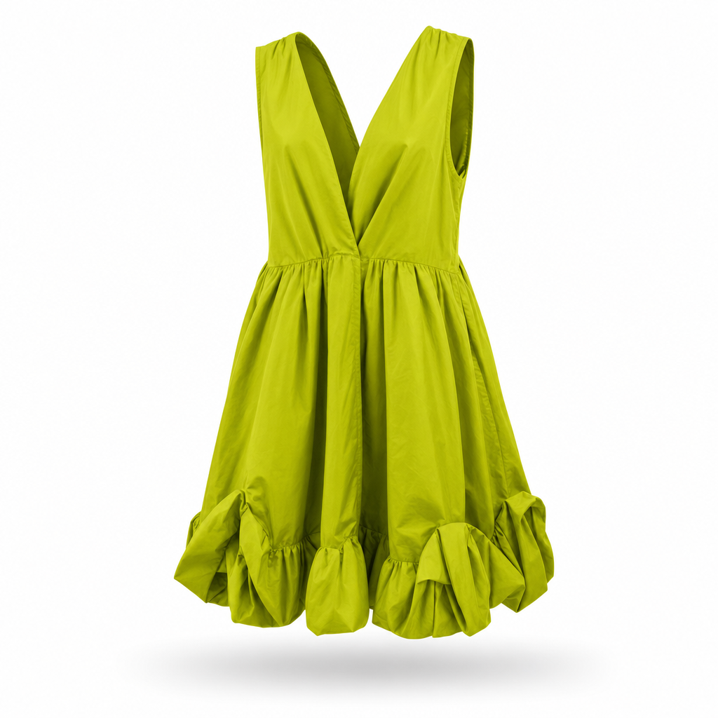 Rochie Pinko Sigma Galben-Verzuie din Tafta thumbnail 2